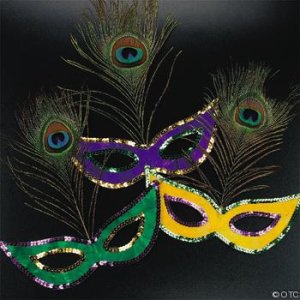 SEQUIN TRIMMED MASK with FEATHERS