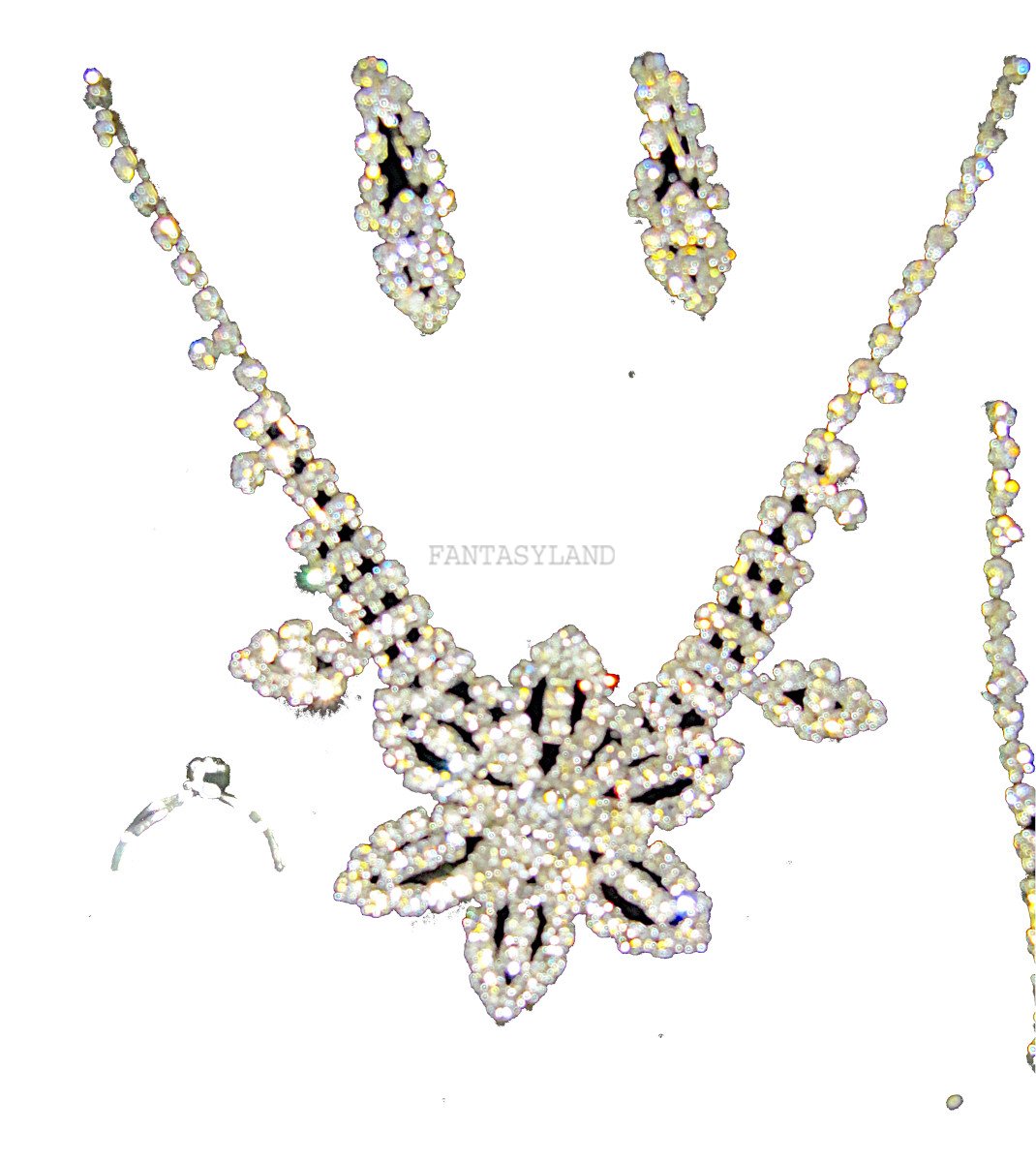 Rhinestone Necklace Jewelry Sets Flower