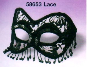 LACE MASK, BEADS, SEQUINS