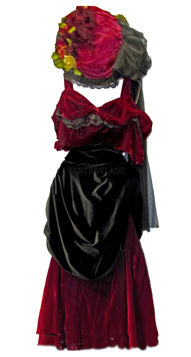 1890's Burgundy Velvet Evening GownCostume, Size 20-28 XXL-XXXXL
