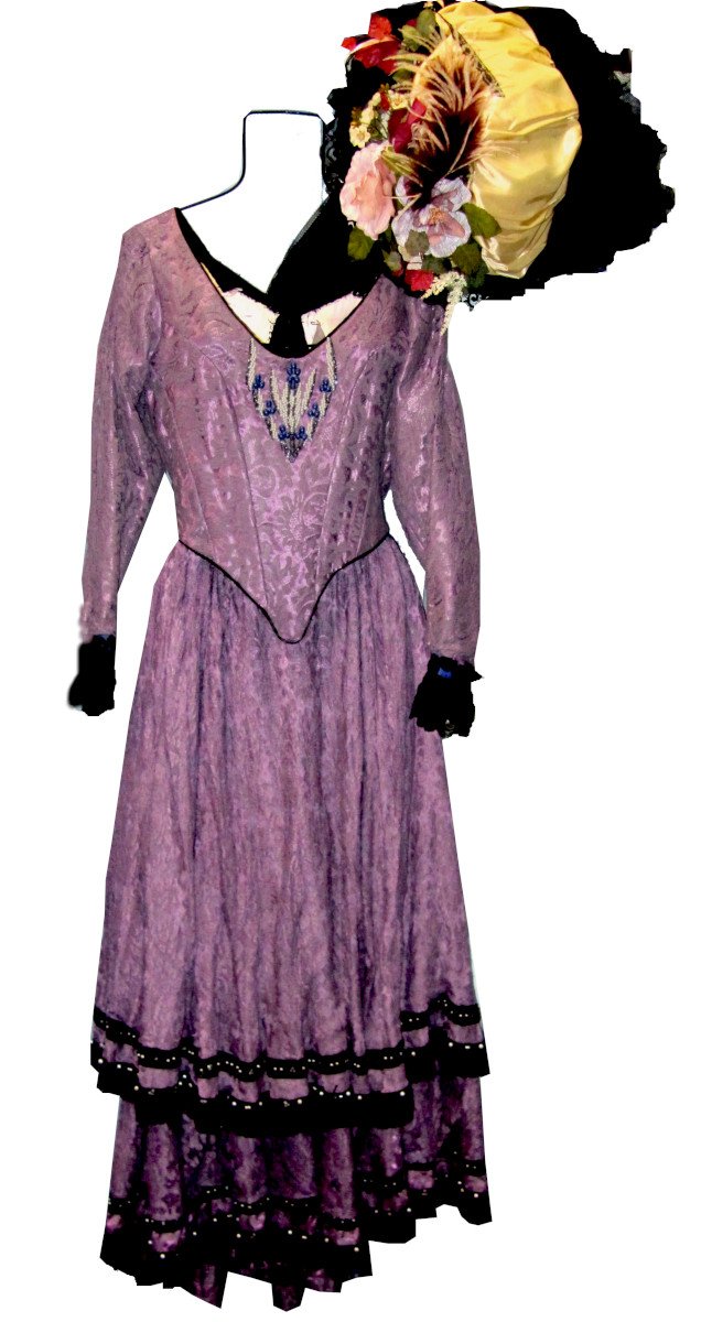 1890's Purple and Black Ball Gown Costume, Size 18 - 20 XL