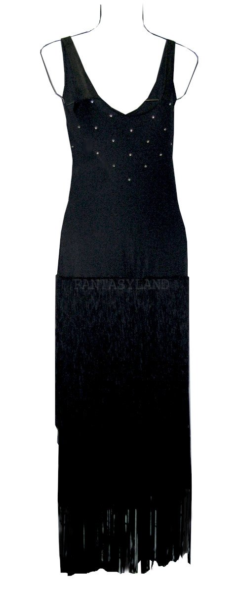 1920's Black Knit Dress Costume Size XSM - SM - Click Image to Close