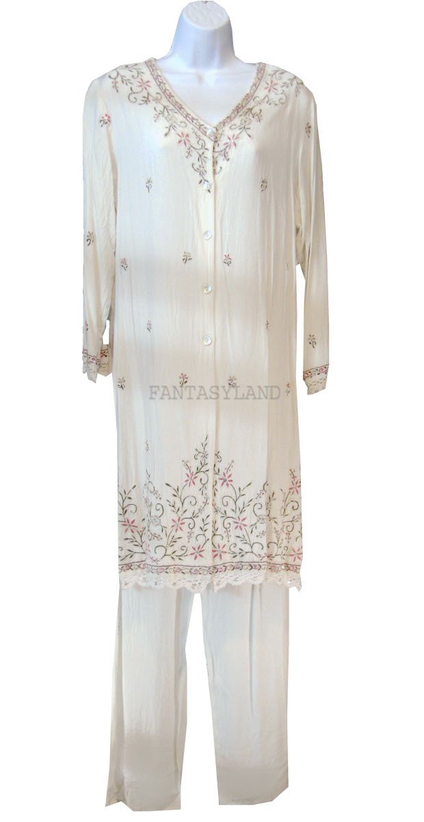 White Salwar Kameez Embroidered Md - XL