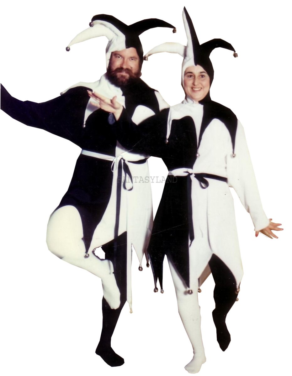 Black and White Jester Costume Size Medium - XLg