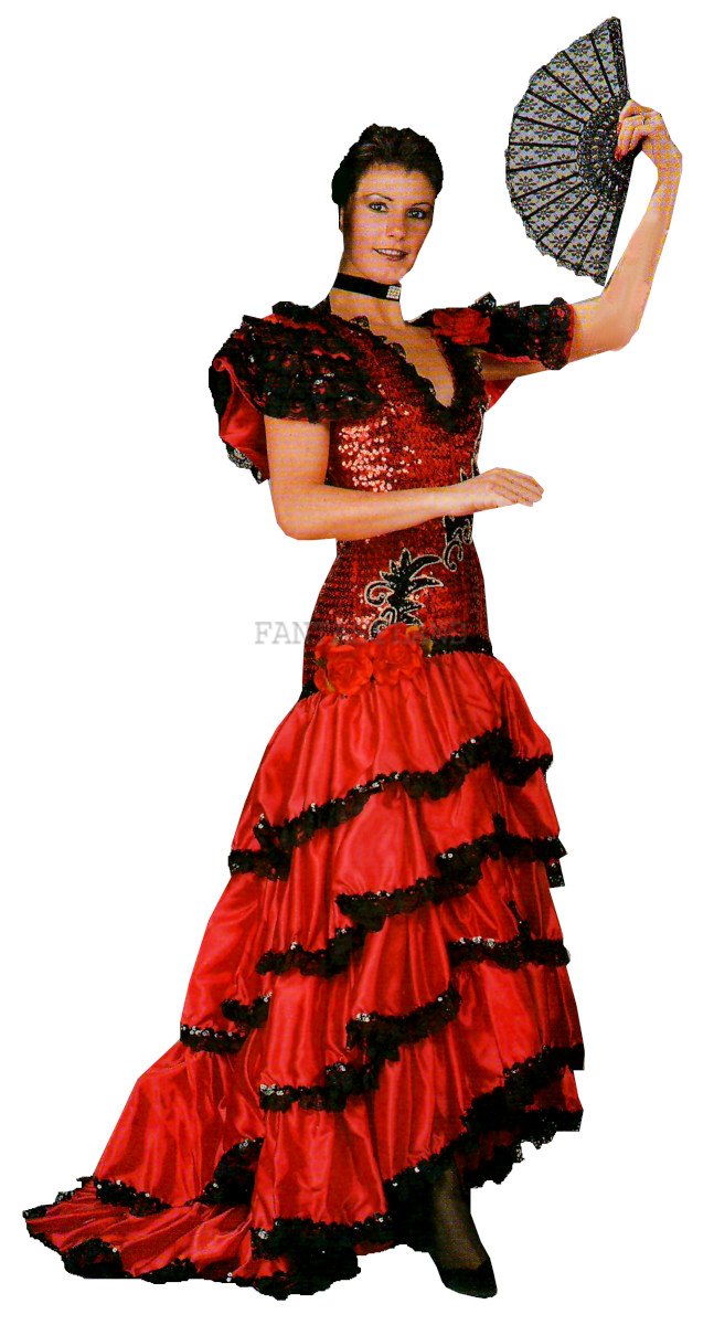 Fancy Spanish Black and Red Dress Size LG - XL Fancy Spanish Black and Red Dress Size LG - XL